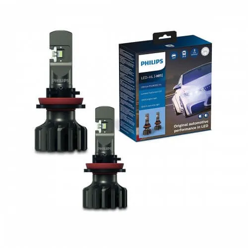 HIR2 Pro 9000 LED 11012 U90 CW X2 12V-24V-5800K - Hộp 2 Bóng đèn pha LED Philips tăng sáng 250% cho xe hơi xe ô tô