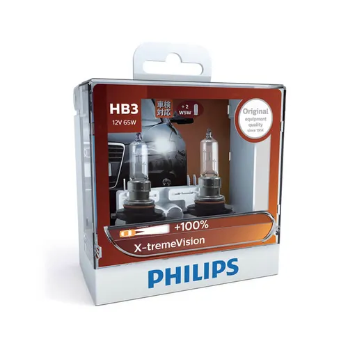 HB3 9005 +100%- Bóng đèn pha ôtô/ xe hơi Philips Halogen HB3 9005 XV 12V 65W P20d S2 tăng sáng 100%, sáng vàng 3500K
