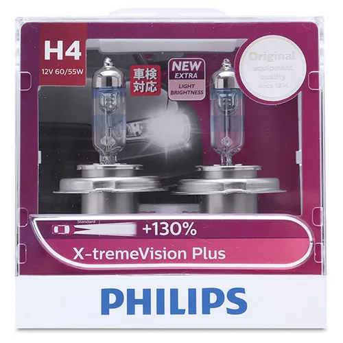  H4 12342-Bóng đèn pha mô tô xe máy Philips Halogen H4 12342 XV+ 12V 60/55W P43T S2 tăng sáng 130%, sáng vàng 3700K