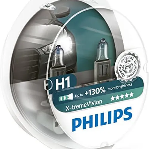 H1 12258 + 130% - Bóng đèn gầm ôtô/ xe hơi Philips Halogen H1 12258 XV+ 12V 55W P14,5S S2 tăng sáng 130%, sáng vàng 3700K