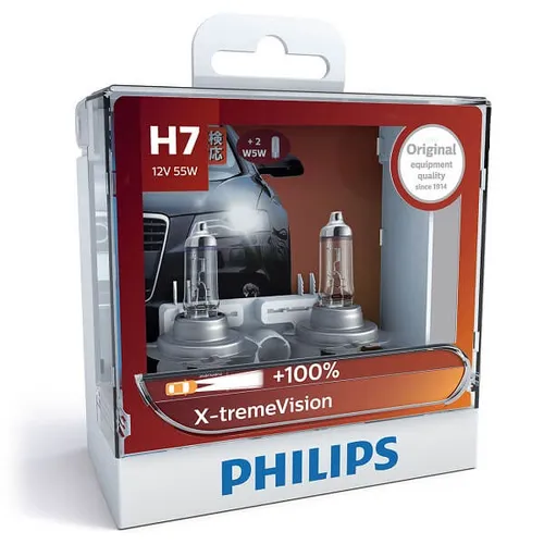  H7 12972 +100% -Bóng đèn pha ôtô/ xe hơi Philips Halogen H7 12972 XV 12V 55W PX26D S2 tăng sáng 100%, sáng vàng 3500K