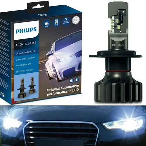HB3/4 Pro 9000 LED 11005 U90 CW X2 12V-24V-5800K - Hộp 2 Bóng đèn pha LED Philips tăng sáng 250% cho xe hơi xe ô tô