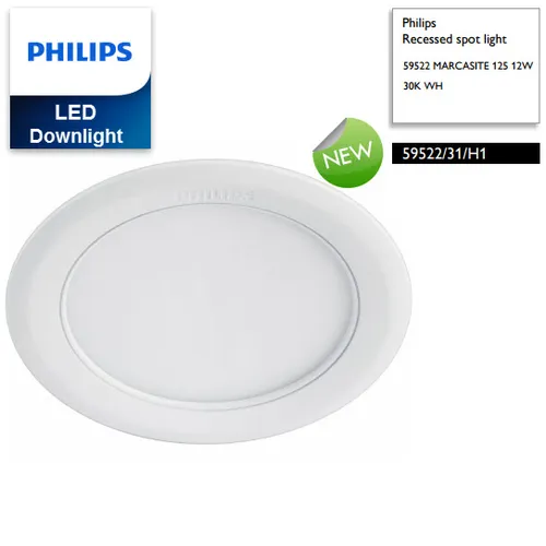 Bộ đèn downlight âm trần LED Philips 59522 MARCASITE 125 12W 6500K WH recessed