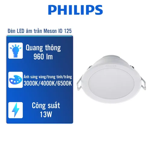 Bộ đèn downlight âm trần Led đổi màu Philips Meson SSW Φ125 SceneSwitch 13W WH recessed