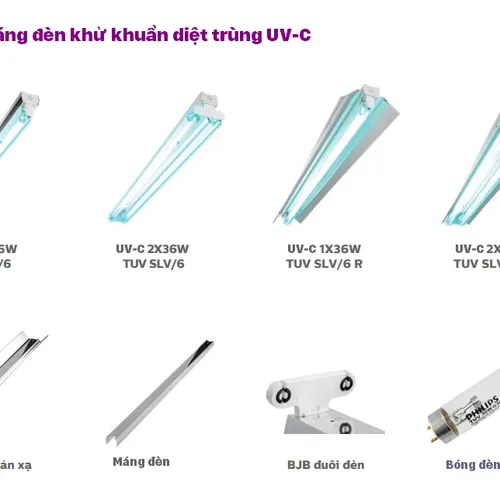 Bộ máng đèn chóa phản quang diệt khuẩn khử trùng tia cực tím UV-C Philips 1m2 1xTUV 36W SLV/6 R phòng chống dịch Covid 19