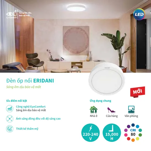 Ánh Sáng Tương Lai, Ngay Trên Trần Nhà Bạn. Khám Phá Đèn Downlight Ốp Trần Led Philips Eridani 12W.