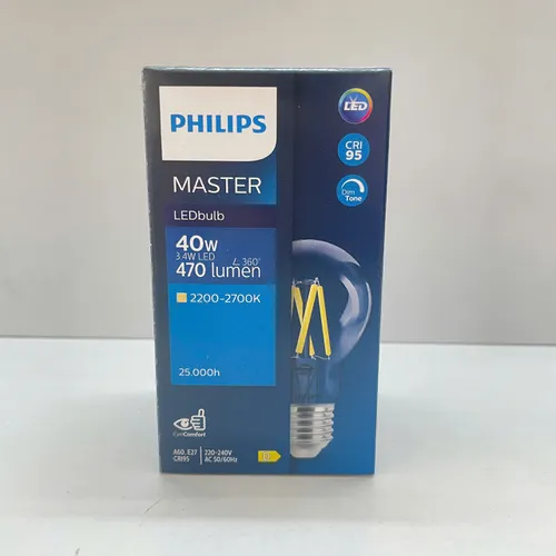 Nâng Tầm Không Gian Sống. Khám Phá Bóng Đèn Philips MAS LEDBulb DT 3.4-40W 927 E27 CRI>95 A60 CL G DIMMER.