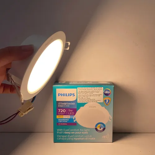 Ánh sáng thích ứng với cuộc sống của bạn. Đổi mới không gian sống với đèn downlight âm trần đổi màu Led Philips Eridani đổi màu DL190B SSW LED7 D100 9W 720lm CCT 3000K/4300K/6500K.