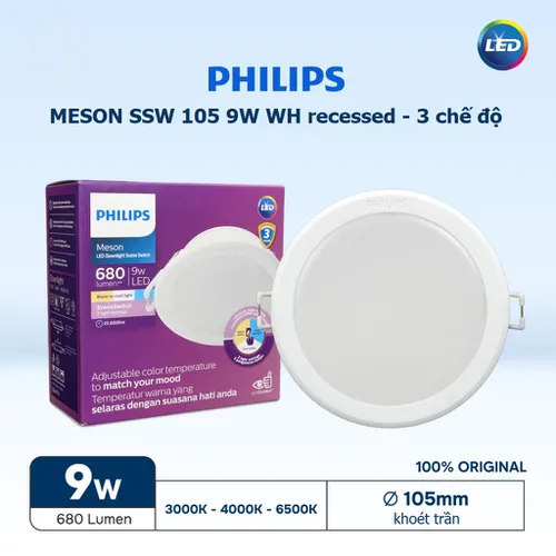 Ánh Sáng Biến Hóa, Cảm Xúc Thăng Hoa. Khám Phá Đèn Downlight Âm Trần Đổi Màu Led Philips Meson SSW D105 9W.