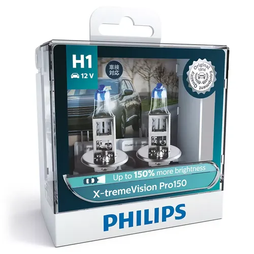 H1 12258-Bóng đèn pha ô tô Philips Halogen X-treme Vision Pro150 H1 12258 XVP 12V 55W P14,5s S2 tăng sáng 150%, ánh sáng 3450K
