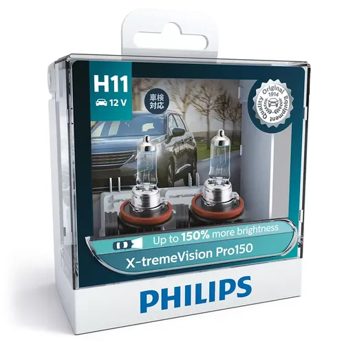 H11 12362-Bóng đèn pha ô tô Philips Halogen X-treme Vision Pro150 H11 12362 XVP 12V 55W PGJ19-2 S2 tăng sáng 150%, ánh sáng 3450K