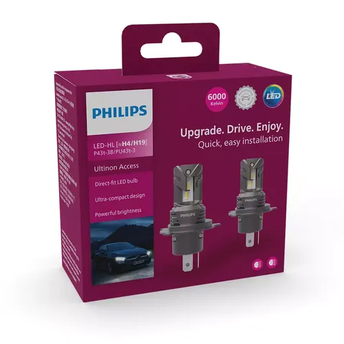 Khám phá ngay H4/H19 LED 11342 U2500 12V 20W X2 6000K 1500lm/1000lm - Bộ đèn pha/cos/sương mù xe hơi ô tô Philips Ultinon Access H4/H19 LED 11342 U2500 12V 20W X2 6000K 1500lm/1000lm
