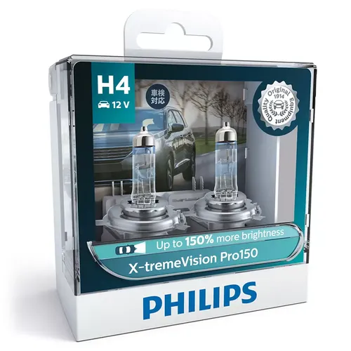  H4 12342-Bóng đèn pha ô tô Philips Halogen X-treme Vision Pro150 H4 12342 XVP 12V 60/55W S2 P43t-38 tăng sáng 150%, ánh sáng 3600K