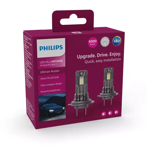 Khám phá ngay H7/H18 LED 11972 U2500 12V 16W X2 6000K 1600lm - Bộ đèn pha/cos/sương mù xe hơi ô tô Philips Ultinon Access H7/H18 LED 11972 U2500 12V 16W X2 6000K 1600lm