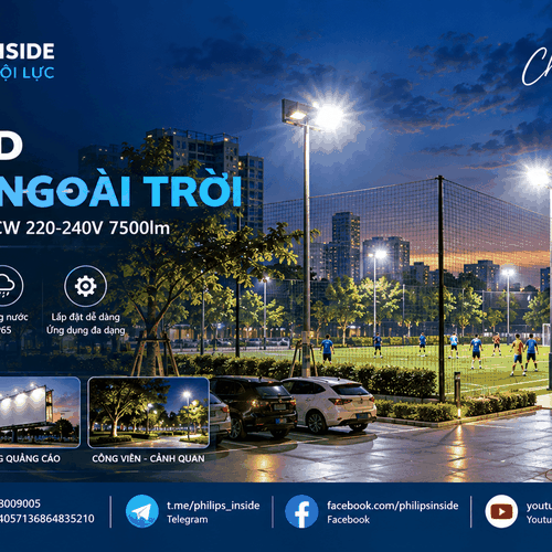Đèn Pha Led Floodlight Chiếu Sáng Bảng Hiệu CTL111G 50W LED75/CW 220-240V 7500lm