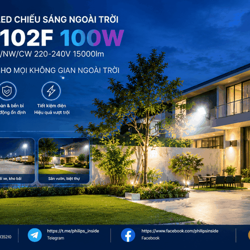 [PHILIPS INSIDE] Đèn Pha LED Floodlight Chiếu Sáng Mặt Tiền Tòa Nhà CITILIGHT CTL102F 100W LED150/NW 220-240V 15000LM