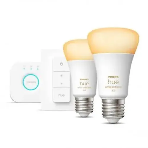 Kiến Tạo Không Gian Cảm Xúc: Khám Phá Bộ 2 Bóng Đèn LED Thông Minh Philips HueWA 8.5W A60 E27 Dimmer 2200K-6500K