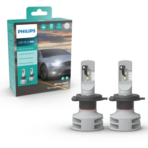 H4 11342 Pro 5100 LED U51 CW X2 12V-24V 12W 5800K - Hộp 2 Bóng đèn pha xe hơi ô tô Philips Pro 5100 LED H4 11342 U51 CW X2 12V-24V 12W 5800K tăng sáng 160%