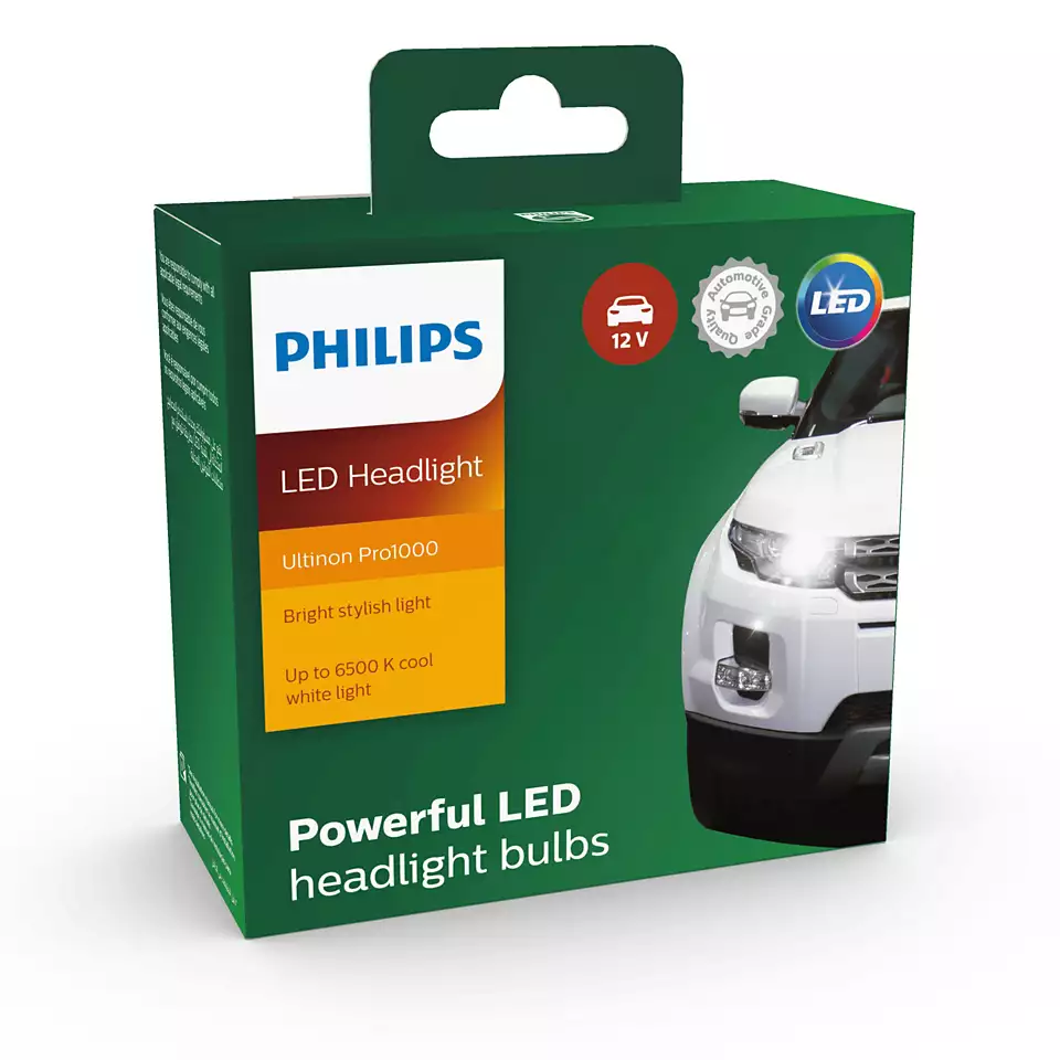 Hộp 2 Bóng đèn pha xe hơi ô tô Philips Pro1000 HL LED HB3/HB4 11005 U1000 12V X2 6500K 12.5W 1250lm