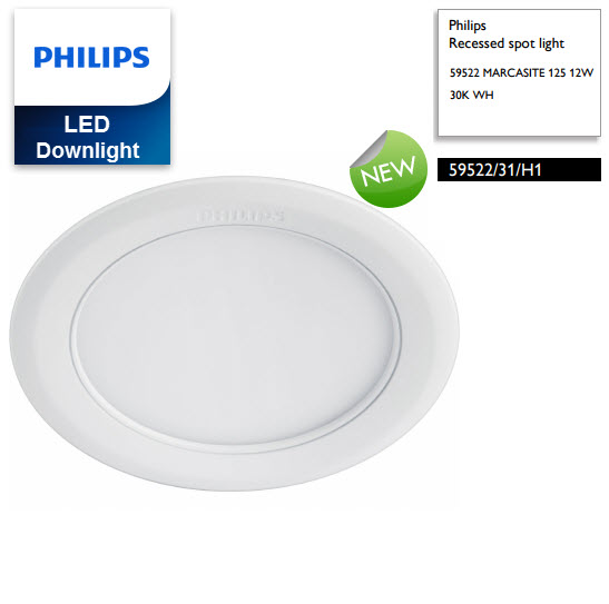 Combo 12 bộ đèn downlight âm trần LED Philips MARCASITE 59522 Φ125 12W