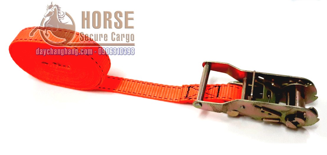 Dây chằng tăng đơ 1.5T bản 25x8m cam không móc Dây chằng tăng đơ 1.5T bản 25x8m cam không móc