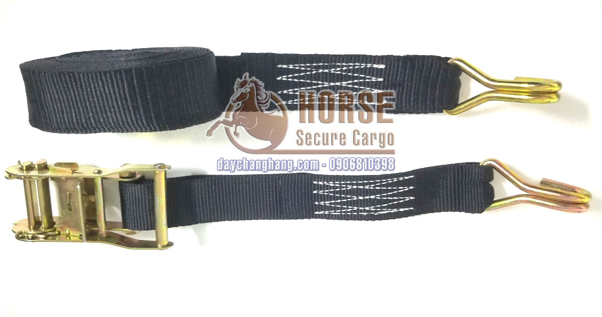 Dây chằng tăng đơ 2T bản 38x8m đen móc J Dây chằng tăng đơ 2T bản 38x8m đen móc J