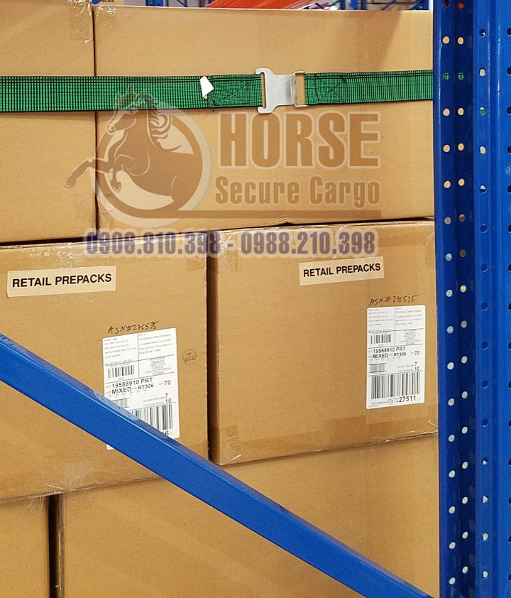 Dây thun bản chằng pallet 2 đầu móc thép Dây thun bản chằng pallet 2 đầu móc thép