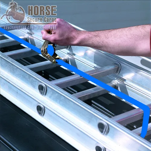 Dây chằng tăng đơ 0.8T bản 25x6m xanh không móc