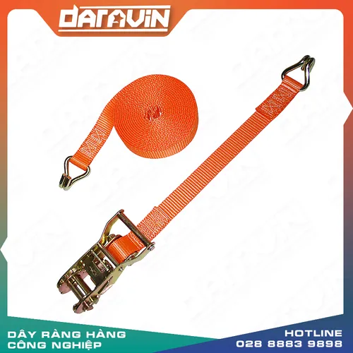 Dây chằng tăng đơ 2T bản 38x6m cam  móc J