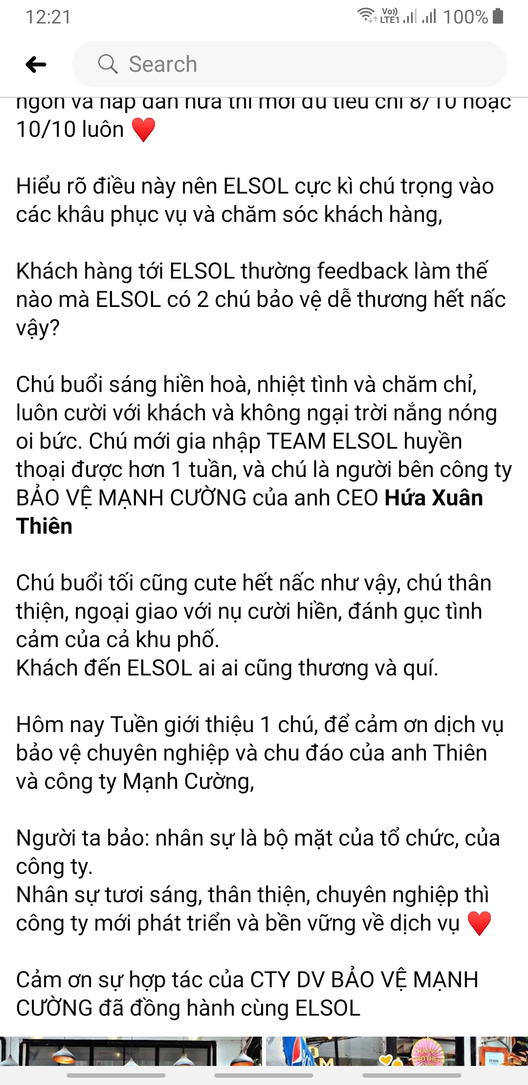Cảm nhận của KH ELSOL meat&wine về bảo vệ Mạnh Cường - 2 Cảm nhận của KH ELSOL meat&wine về bảo vệ Mạnh Cường - 2