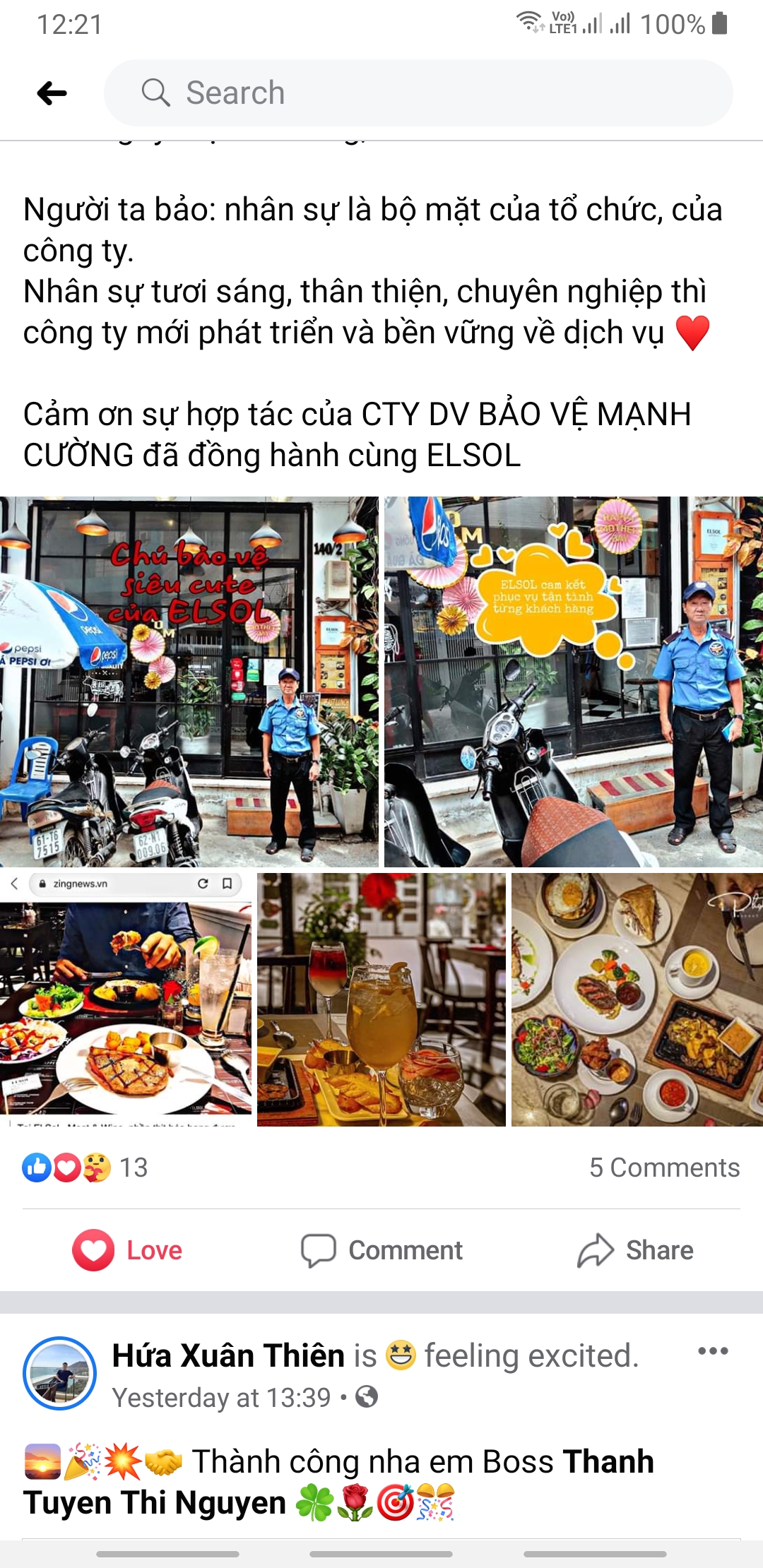 Cảm nhận của KH ELSOL meat&wine về bảo vệ Mạnh Cường - 3 Cảm nhận của KH ELSOL meat&wine về bảo vệ Mạnh Cường - 3