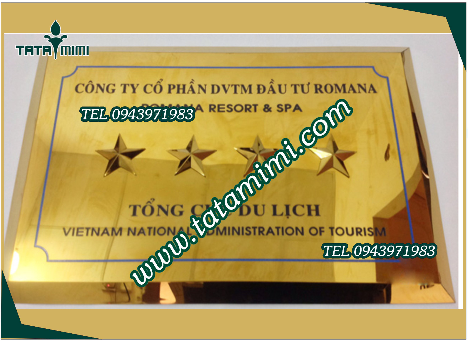Biển công ty bẳng inox vàng sáng bóng