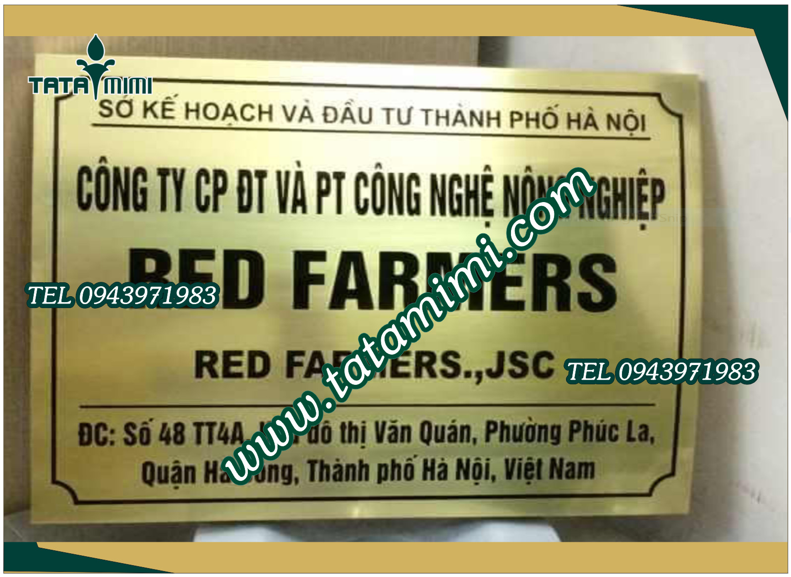 Biển công ty làm bằng inox