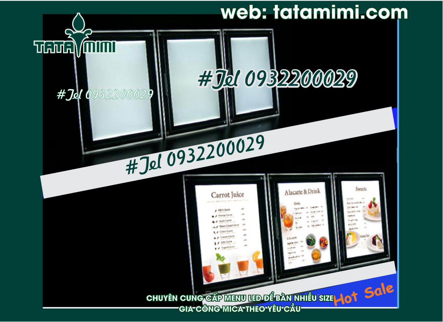 Bảng menu có đèn led được in theo nội dung