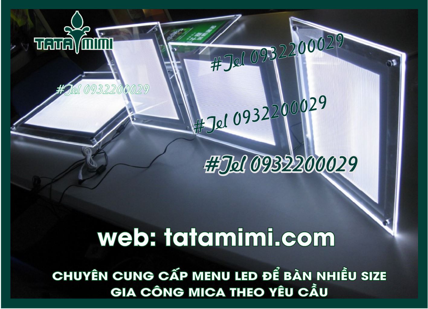 Bảng menu có đèn led được in theo nội dung