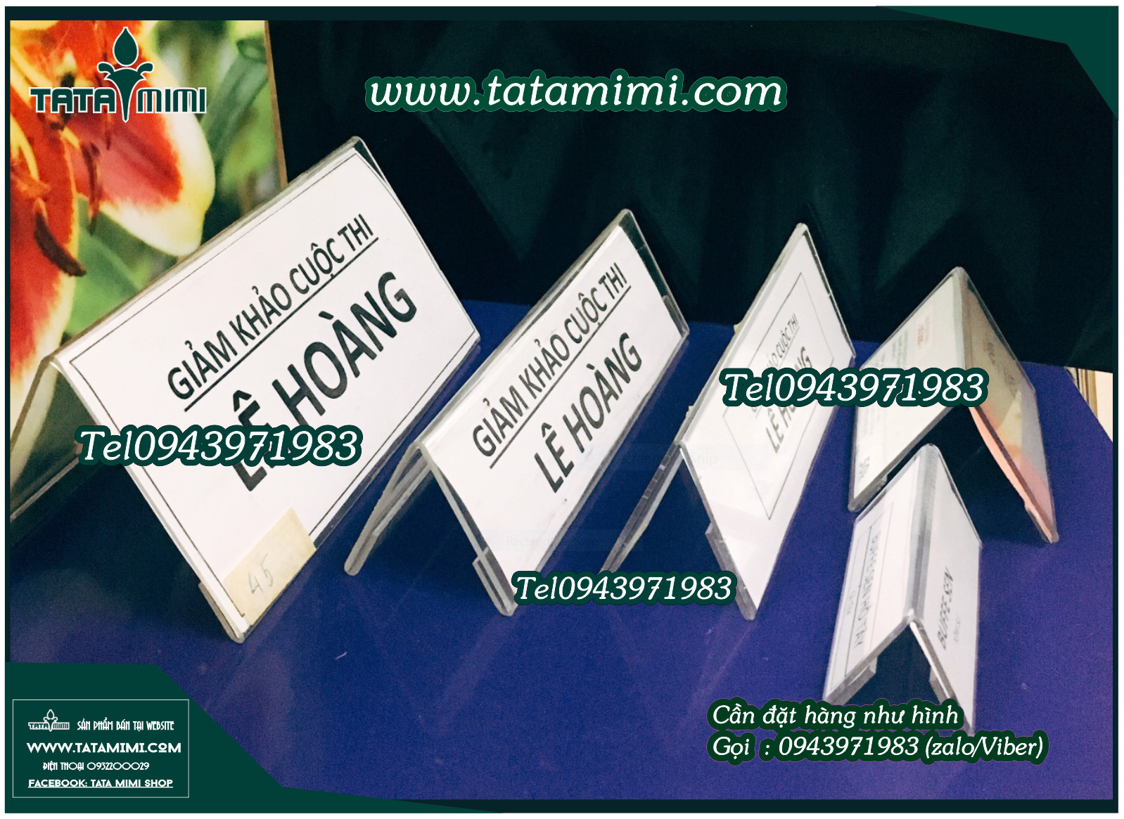 Bảng chức danh bằng mica uốn hình tam giác