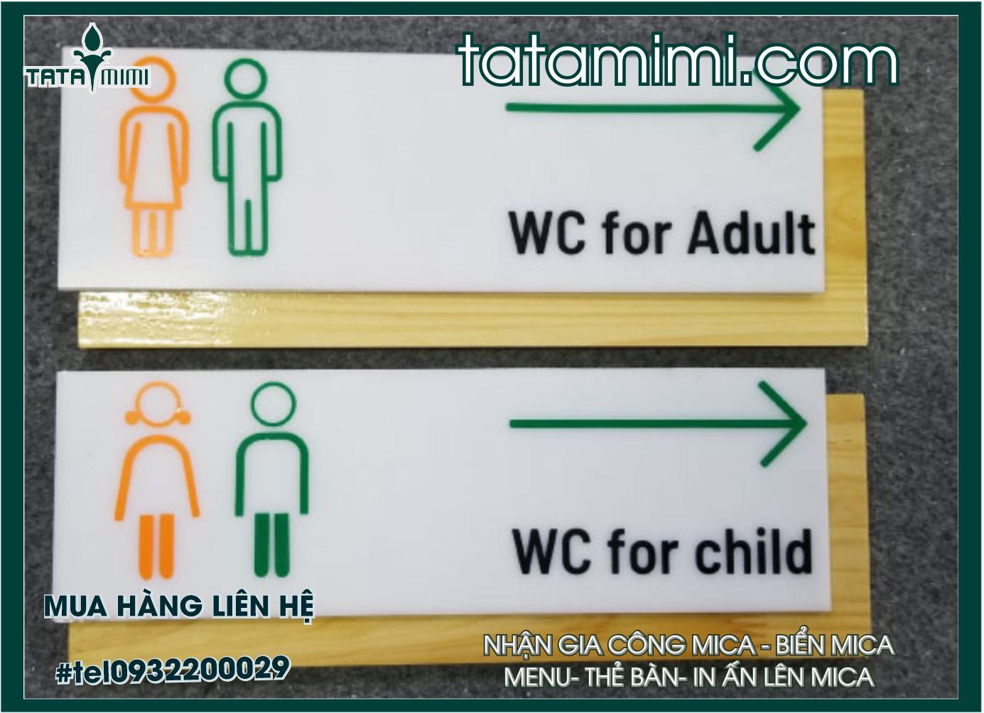Biển wc mica làm từ mica