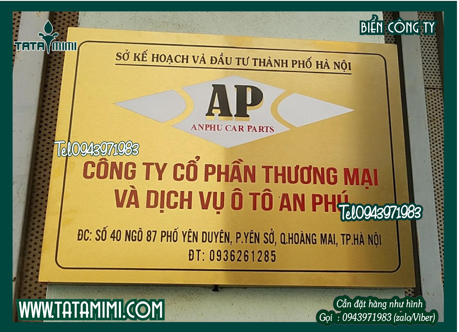 Biển công ty từ inox màu vàng gương