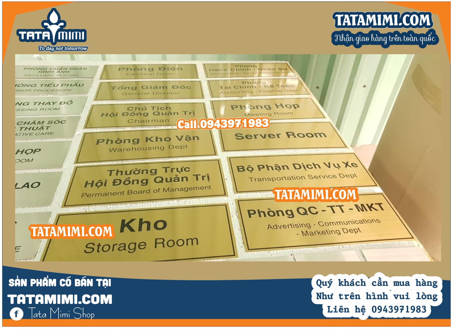 Biển phòng ban theo kích thước từ inox
