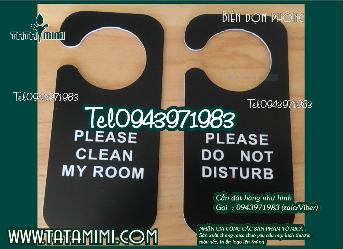 Bảng thông báo dọn phòng dùng ở khách sạn