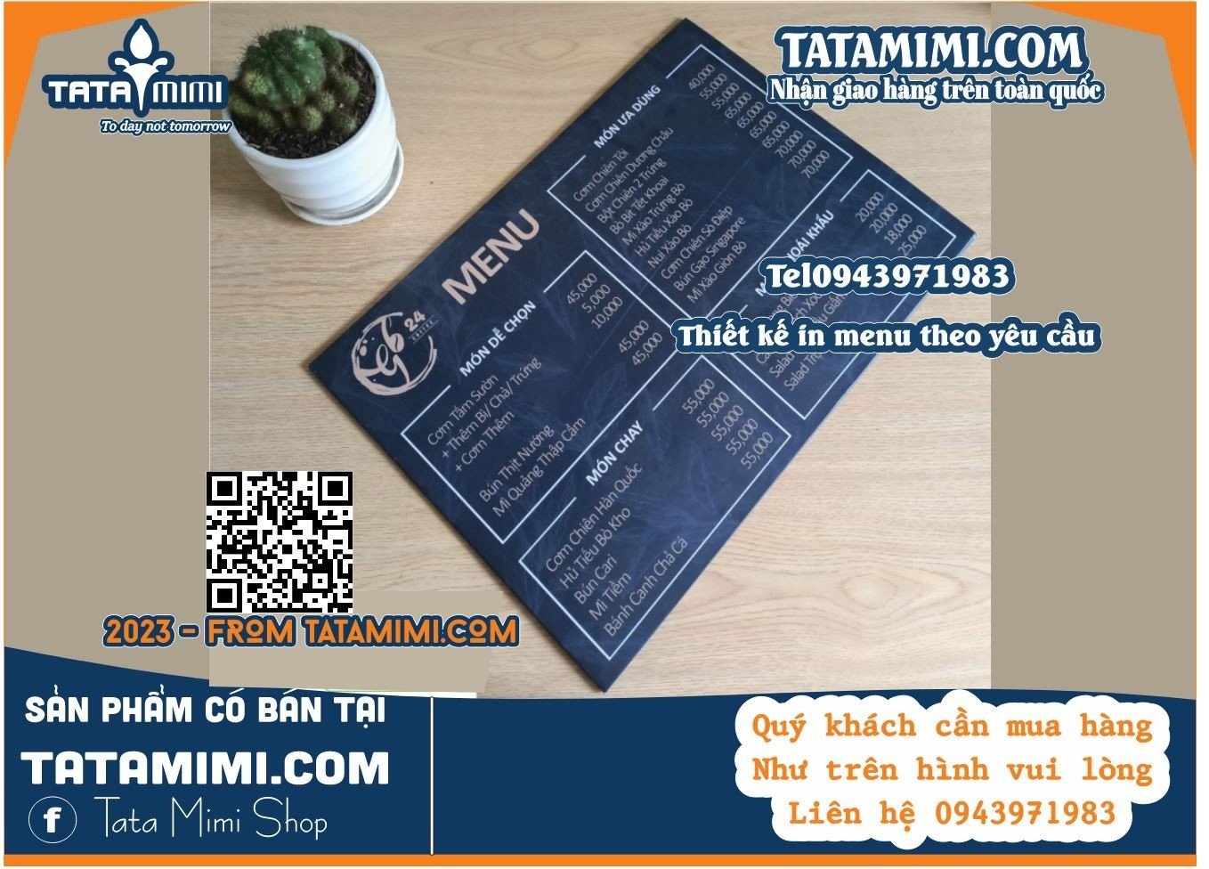 Biển menu có loại đèn và không đèn