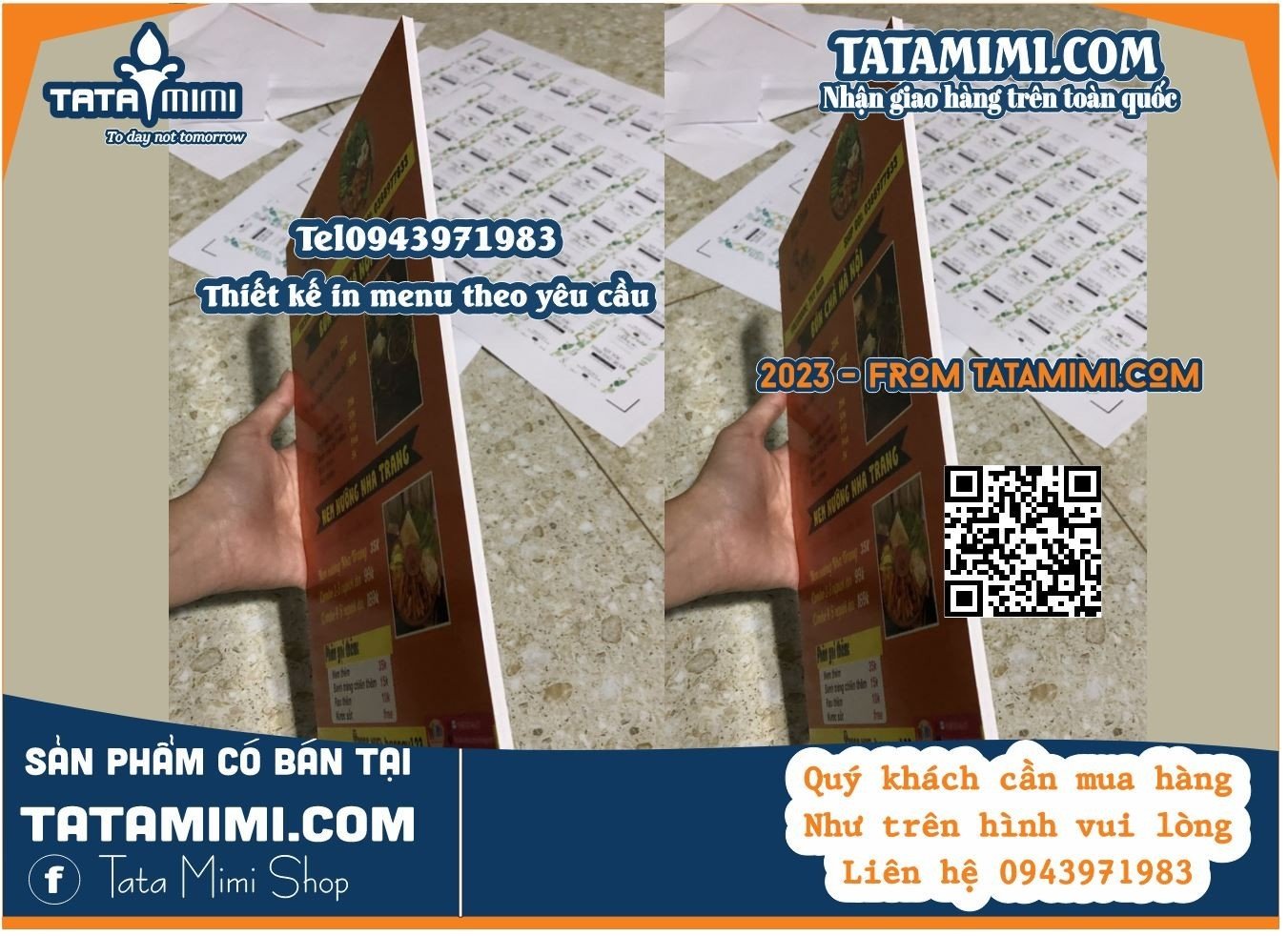 Biển menu cầm tay với vật liệu nhẹ