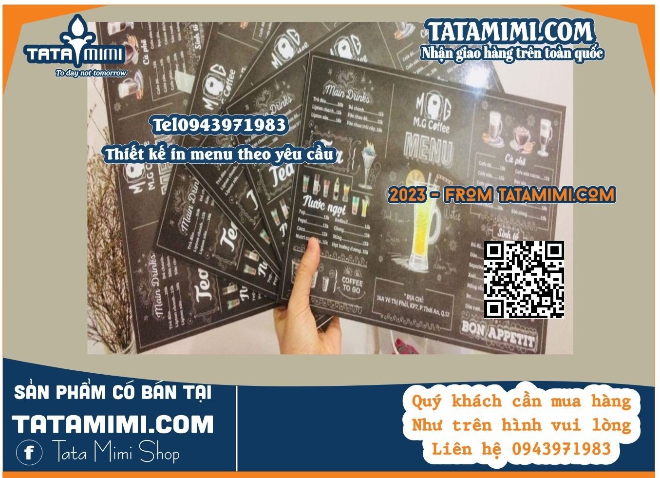 Biển menu cầm tay hoặc gắn tường từ fomex