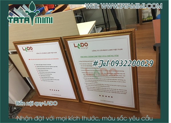 Bảng nội quy có làm bo viền và không bo viền