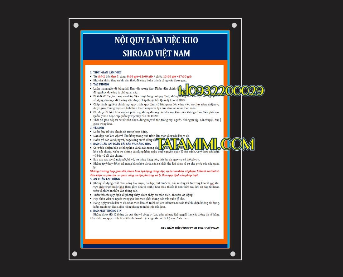 Bảng nội quy đặt ngoài cổng