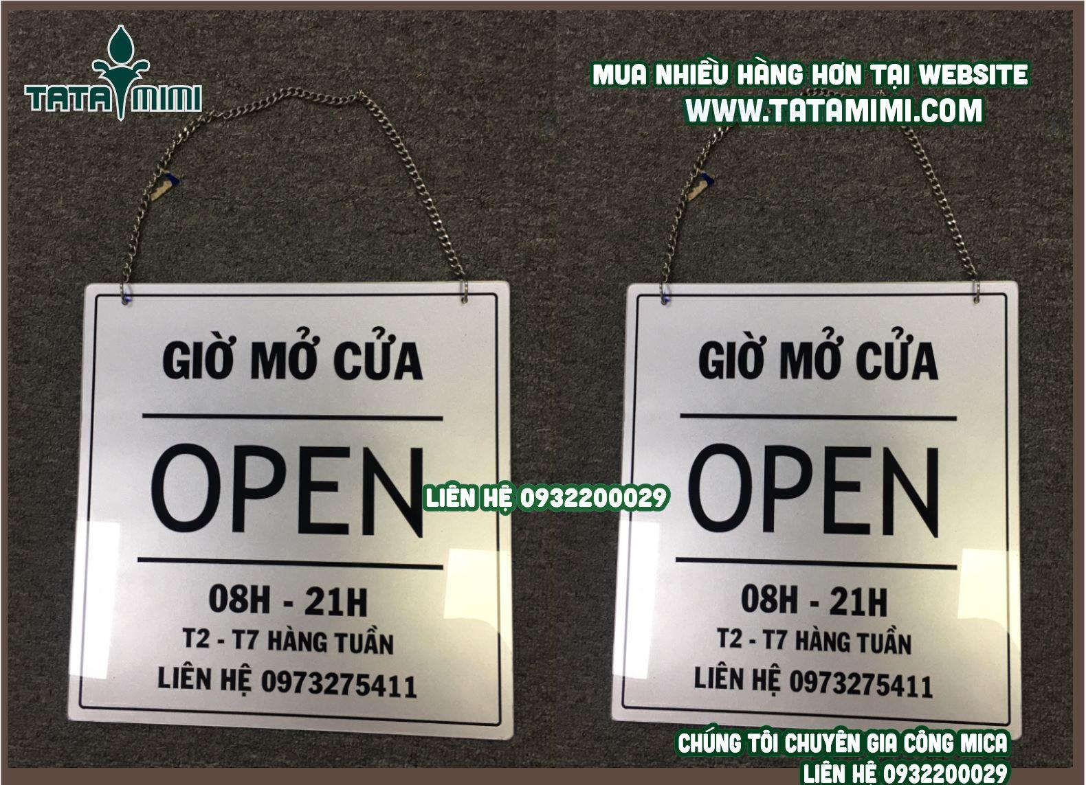 Biển treo cửa thông báo thời gian hoạt động