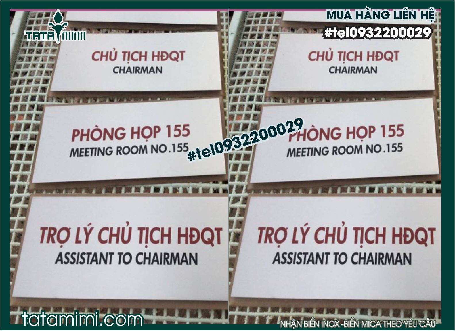 biển phòng ban bằng chất liệu mica