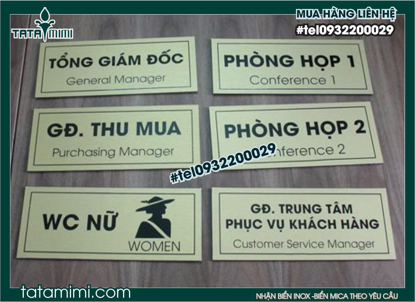 biển phòng ban bằng chất liệu mica