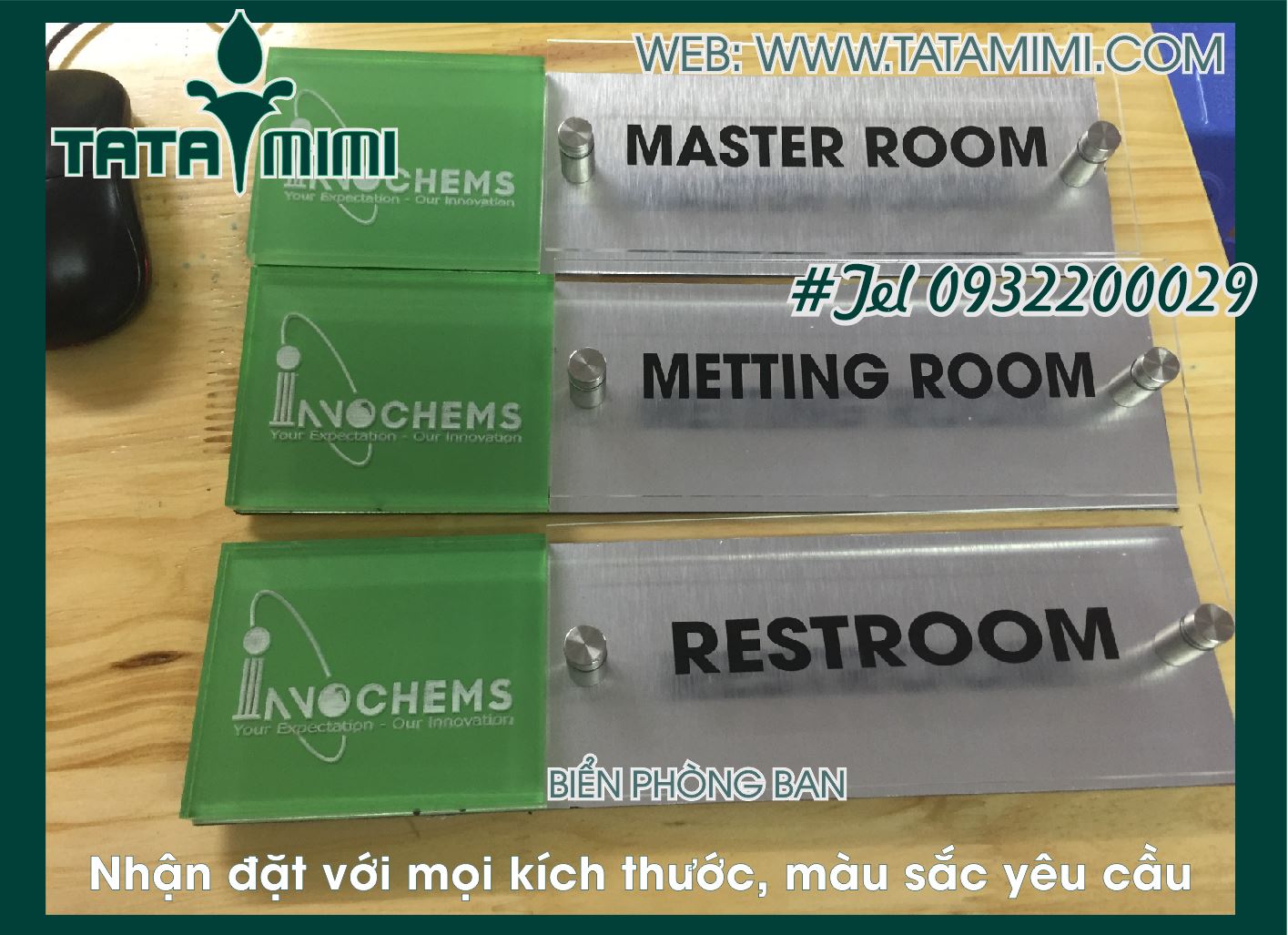 Mẫu biển phòng ban kết hợp các vật liệu