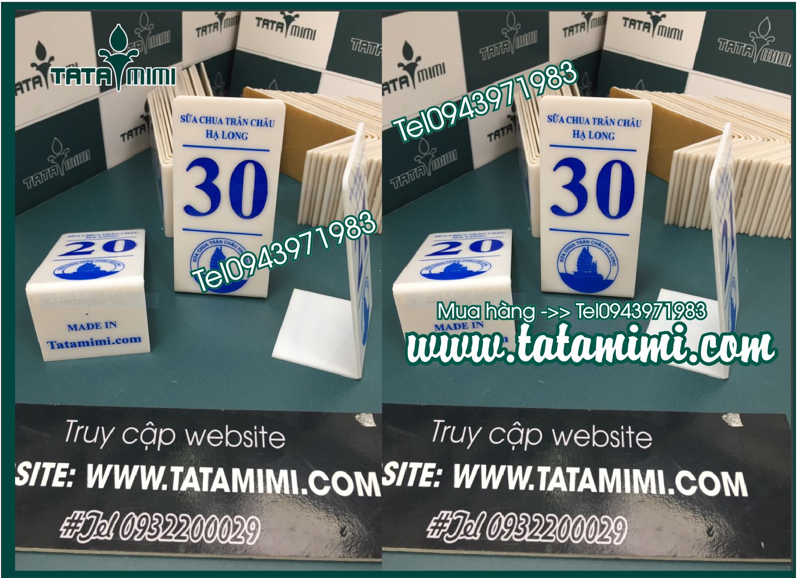 Thẻ chữ L kích thước 6x12cm in decal hoặc Uv